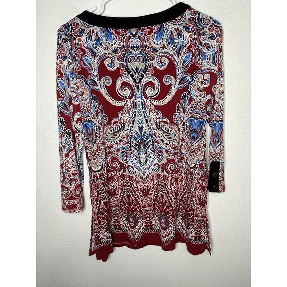 Rafaella Women’s Paisley Pattern Button Accent Blouse Shirt Size Medium - Picture 4 of 8